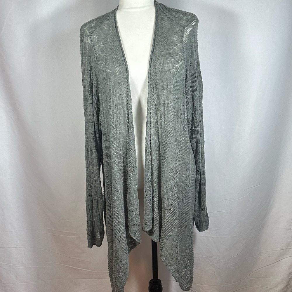Torrid Sage Green Asymmetrical Pointelle Cardigan